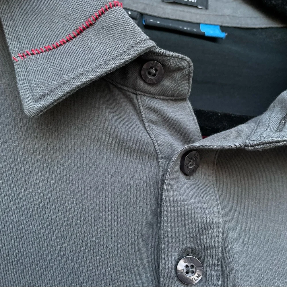 J. Lindeberg Prisco Slim Lux Bridge Jersey Polo Grey/Black L - Picture 3 of 14